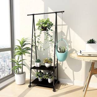 HomeCloud Versatile A-Shape Garment Stand/Metal Coat Hanger Rack with 2 Bottom Shelves Carbon Steel Collapsible Wardrobe