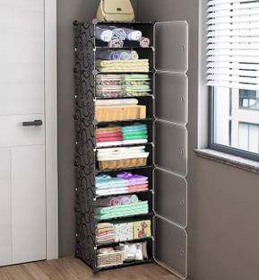 Sasimo 5-Door 10-Shelf Plastic PC Collapsible Wardrobe