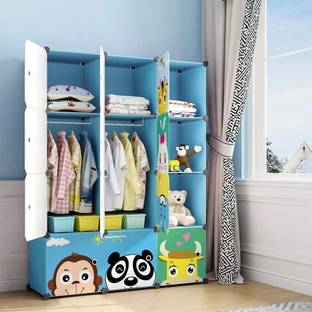 Evrum 12-Door 12-Shelf Plastic almirah for kids, almirah of clothes ,cupboard PC Collapsible Wardrobe