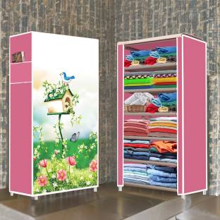 APNEK 6 Tire House Tree Pink Printed PVC Collapsible Wardrobe