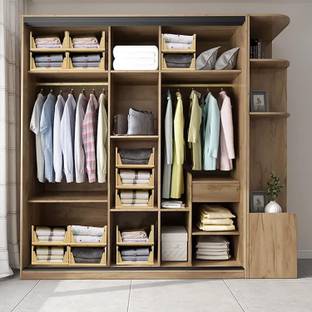 PARASNATH Stylera Extra Large Wardrobe Organizer (Pack of 2, Yellow) PP Collapsible Wardrobe
