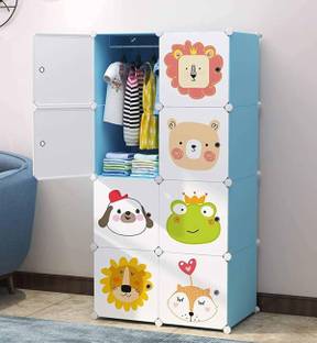 BAZKU 8-Door 8-Shelf Plastic Kids Collapsible Cupboard PC Collapsible Wardrobe