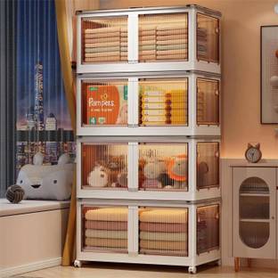 SNKR ESSENTIALS 4-Shelves Closet Organizers And Folding Storage Boxes PP Collapsible Wardrobe