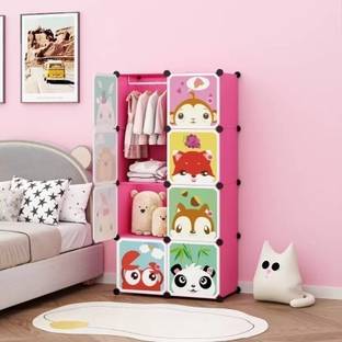 Kybero 8-Door 8-Shelf Plastic kids Collapsible Cupboard PC Collapsible Wardrobe