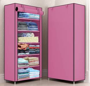 Opal 1 Door 6 Shelf Fabric Carbon Steel PP Collapsible Wardrobe