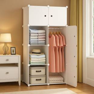 MEVIGO 8-Door 8-Shelf Plastic Collapsible Cupboard PC Collapsible Wardrobe