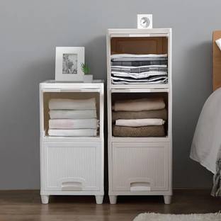 SEASONS 5 UNITS PLASTIC FOLDABLE SINGLE DOOR CUPBOARD FOR CLOTH STORAGE MODULAR CABINET PVC Collapsible Wardrobe