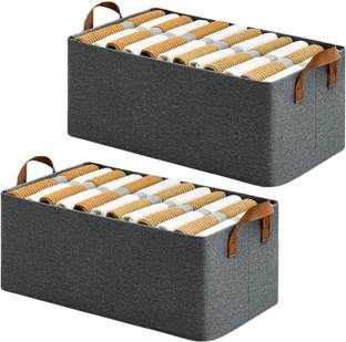 PalD Collapsible Fabric Storage Organizer with Handles Folding Baskets forToys,Closet Polyester Collapsible Wardrobe