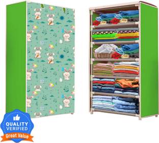 Flipkart Perfect Homes Studio 1 Door 6 Shelf Fabric Cartoon Rabbit Print Carbon Steel Collapsible Wardrobe