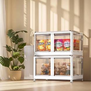 LUHI 2-Shelf Plastic Collapsible Foldable Cupboard Drawer Storage Organizer Box PP Collapsible Wardrobe