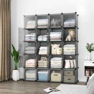 Etoly 20-Door 20-Shelf Plastic Collapsible Cupboard Clothes Stand PC Collapsible Wardrobe