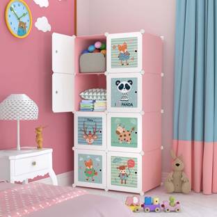 Flipkart Perfect Homes Studio 8 DOOR BABY PINK PP Collapsible Wardrobe