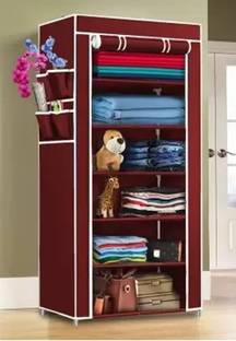SHYAM JI 6-Tiers Shoe Rack with Dustproof Zip Cover, Storage Rack Made Plastic Components PVC Collapsible Wardrobe
