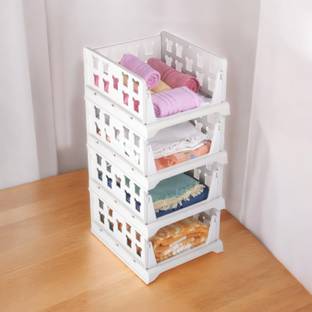 ICONPLUS Wardrobe Organizer For Clothes | Cupboard Organizer | Foldable Shirt Stacker Box PVC Collapsible Wardrobe