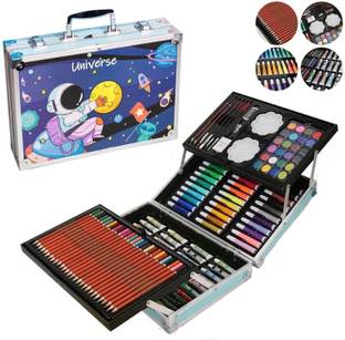 TRICKS TOY Art Kit New Theme 145 Pieces Art Painting Box for Kids & Adults (Universe) Round Shaped Color Pencils