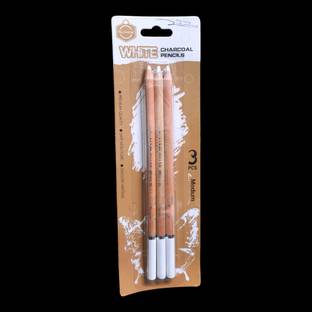 ARTTWALA KEEPSMILING WHITE CHARCOAL PENCIL SET FOR ARTISTS PACK OF 3 (WHITE) ROUND Shaped Color Pencils