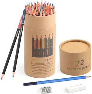 Corslet 72 Pcs Oil Based Colour Pencils Set with Sharpener Eraser Colored Pencils for Adults Coloring Books Color Pencil Set for Artist in Cylinder Case Color Pencils Shaped Color Pencils