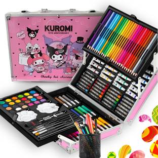 Sakuya 145-Piece Kids Art Set | Double-Layer Colouring Kit-Kuromi Hexagonal Shaped Color Pencils