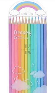 DEEGLO Unicorn Theme Pastel Color Pencils|Set Of 12 Shades|Attractive Colors For Kids Round Shaped Color Pencils