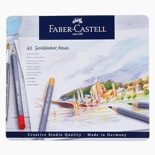 FABER-CASTELL Gold Faber Aqua Tin Hexagonal Shaped Color Pencils