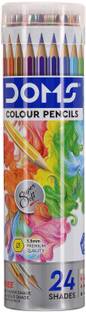 DOMS 24 Shades Super Soft Colour Pencils | Round Tin Box | Non-Toxic | 3.3mm | Round Shaped Color Pencils