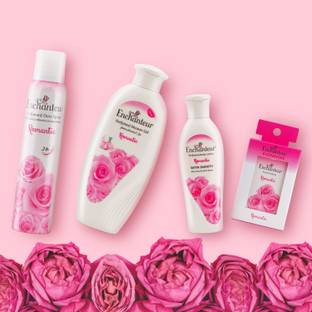 Enchanteur Romantic Body Lotion, Deo Spray, Shower Gel, & Pocket Perfume With Travel Pack Combo Set