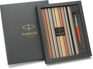 PARKER Pin Stripe Diary Combo with Jotter Standard | Chrome Trim |Orange Body Color| Ball Pen