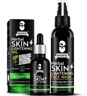 MUUCHSTAC Men Herbal Skin Lightening Oil & Haldi Enriched Face Wash- Combo Pack