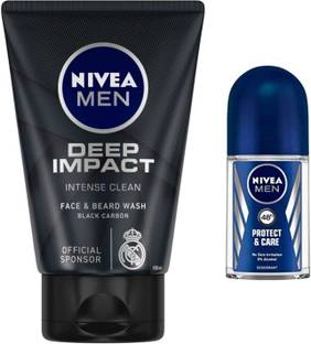 NIVEA Dark Spot Reduction 100ml Fw and Protect And Care Male 50ml Roll On set of 2