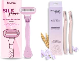 Hyuman Face Razor Pack of 2 & SilkShave Razor