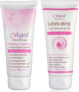 Vigini 100% Natural Actives Intimate Feminine Hygiene Vaginal Lightening Whitening Gel Wash for Women, Moisturizer Lubricating Lubricant Lubrication Lube Gel Jelly for Women No Added Color Non Staining Intimate Wash