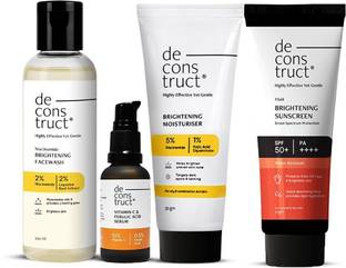 deconstruct CSMS Routine for Skin Brightening- Brightening Face Wash, Vitamin C Serum, Brightening Moisturiser and Brightening Sunscreen