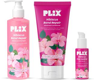 The Plant Fix Plix Hibiscus Frizz Control Hair Serum 50ml + Shampoo 200ml + Conditioner 175ml
