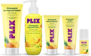 The Plant Fix Plix Pineapple Brightening & Lightening Kit with Scrub, Cream, Roll on, Body wash & Face wash