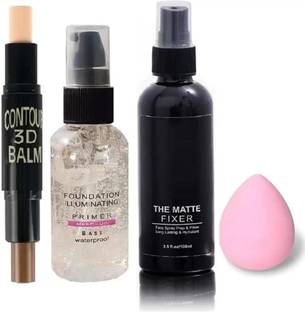 SHEFFO 3D Contour balm Stick + Matte Fixer + Illuminating Primer + Makeup Spounge Puff