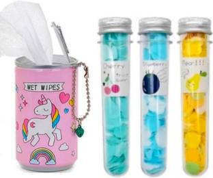 ghorela 3 bottle shape Paper Soap & 1 Mini Wipes can pack of 04