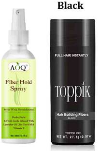 toppik Hair Fibers For Regrowth, Instant Styling Natural Black & Fiber Hold Spray