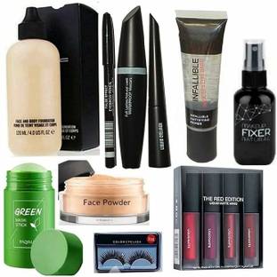 Jus’Be U HD Waterproof Longlasting Foundation, 3in1 Mattifying Primer, Fixer, Mask Stick, Face Powder, 4in1 Matte Lipstick, Eyelash