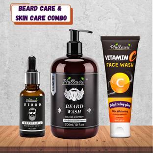 Phillauri Beard Hair Growth Control Hair Oil,Beard Wash With Vitamin C Foaming Face Wash