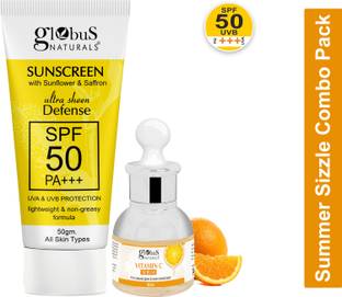 Globus Naturals Summer Sizzle - Sunscreen 50 gm & Vitamin C Face Serum 30 ml