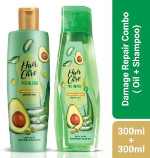 HAIR & CARE Pro Blend Damage Repair Combo | 300ml Shampoo + 300ml Oil |Avocado & Olive Oil