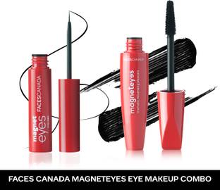 FACES CANADA Magneteyes Eye Makeup Combo - Black Eyeliner (3.5ml) and Dramatic Volumizing Black Mascara (9.5 ml)