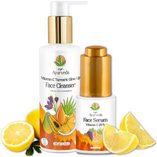 HIM AYURVEDA Vitamin C Glow Boosting Combo | Face Wash + Serum | Dark Spots & Pigmentation|