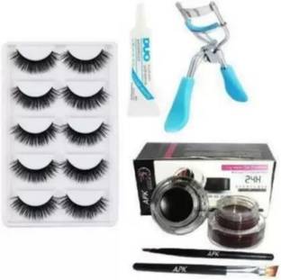 swenky 5 EYE FALSE LASHES & EYE LASH GLUE & EYE LASH CURLER & GEL EYELINER