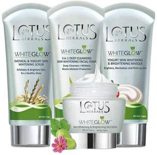 LOTUS Herbals The Whitening Glow Kit ( Facial Foam 100gm+ Masque 80gm + Scrub 100gm + Gel Cream _60g )