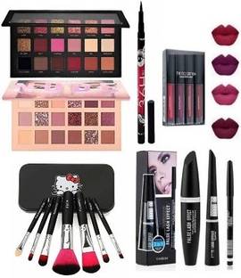 Dhanmann GOLD+NUDE MULTICOLOR EYESHADOW +36H EYELINER+MAKEUP BRUSH+LIPSTICK+BLACK EYELINER (6 Items in the set)