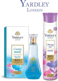 Yardley London COUNTRY BREEZE 50ML PERFUME & MORNING DEW DEODORANT 150ML(S.K1)