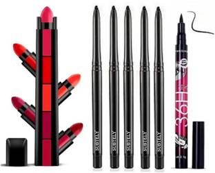 SHEFFO 5 step lipstick (5 in 1 lipstick ) and 5 pcs of makeup kajal pencil & 36