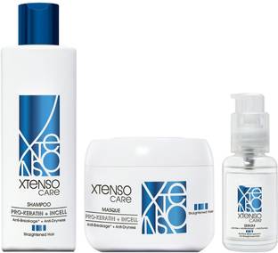 KERASTASE Xtenso Care Shampoo + Mask + Serum Combo Pack For Straightened Hair (250Ml + 196Gm + 50Ml)|