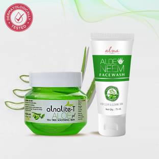 Alna Care Aloe Neem Face wash with Alna Lite-T Aloevera Face gel | Skin care combo